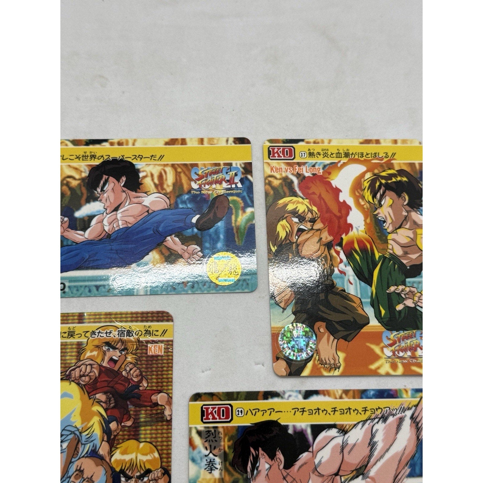 Bandai Street Fighter II Turbo New Challengers Card Lot 4 Ken Fei Long Japan - thriftgoblin
