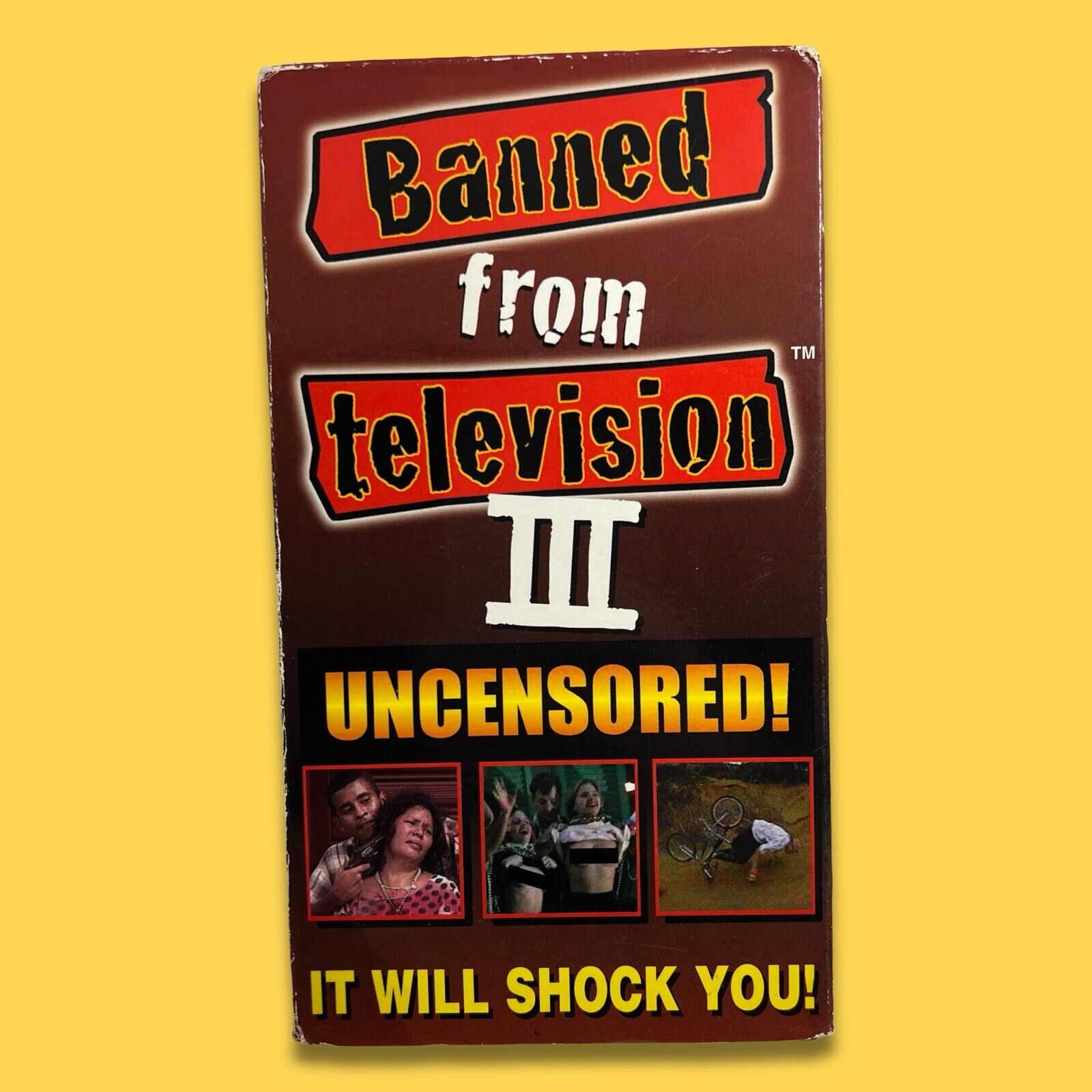 BANNED FROM TELEVISION 3 VHS Tape 1998 Caught on Camera Not Rated RARE Adult - thriftgoblin
