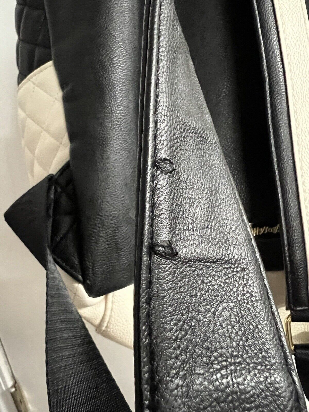 Betsey Johnson Pug Dog Quilted White And Black Faux Leather Backpack W Ball - thriftgoblin