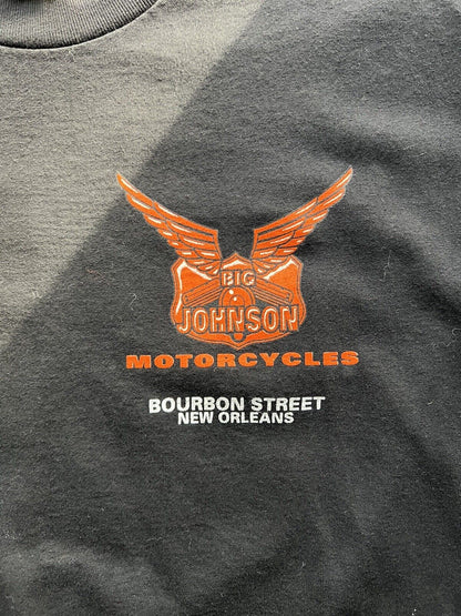 Big Johnson Motorcycles Biker Shirt. Bourbon St. New Orleans. Adult. Black - thriftgoblin