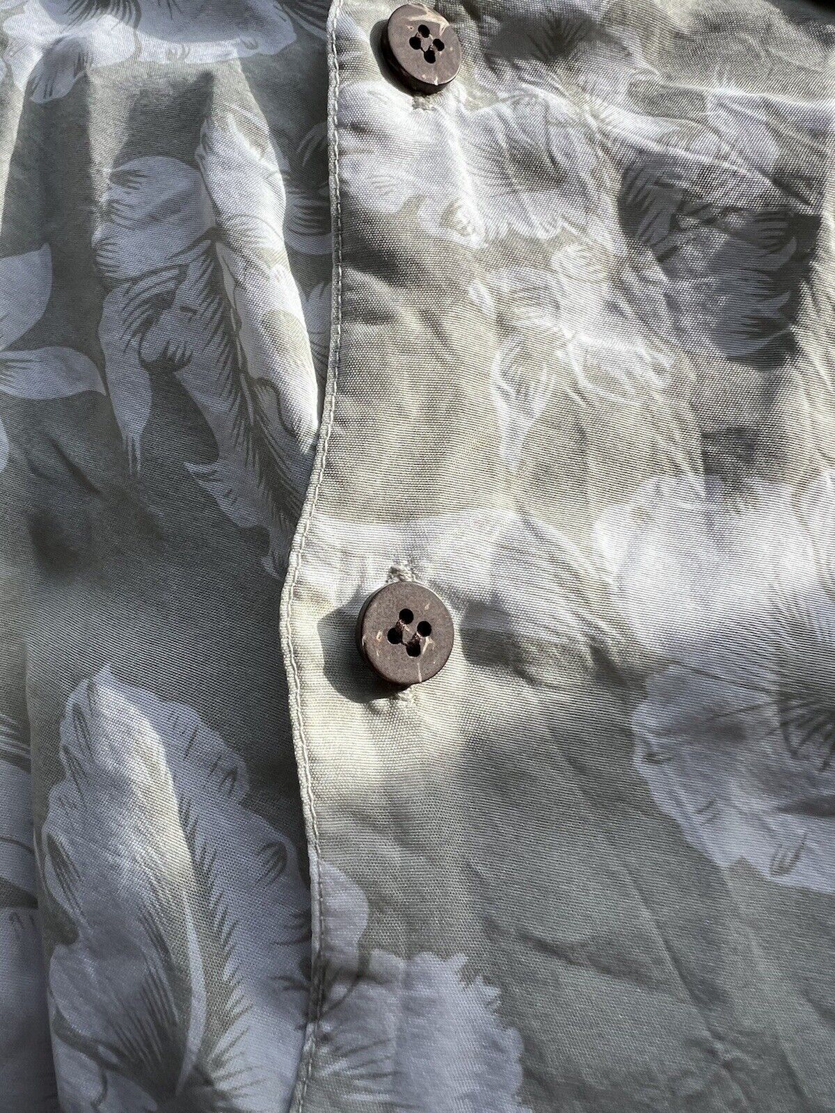 Bill Blass 100% Silk Floral Tan Short Sleeve Button Down Shirt Size Large Men’s - thriftgoblin
