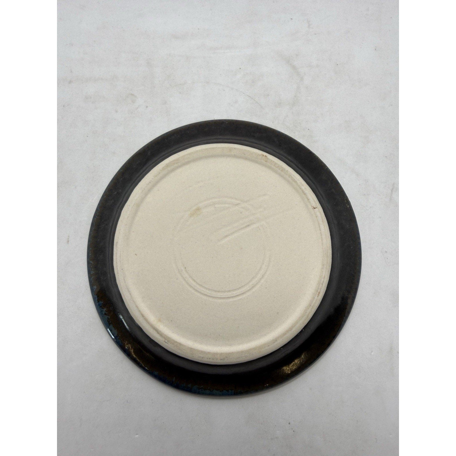 Bill Campbell Pottery Porcelain Plate 5.5” Crystalline Glaze Blue Cream Signed - thriftgoblin