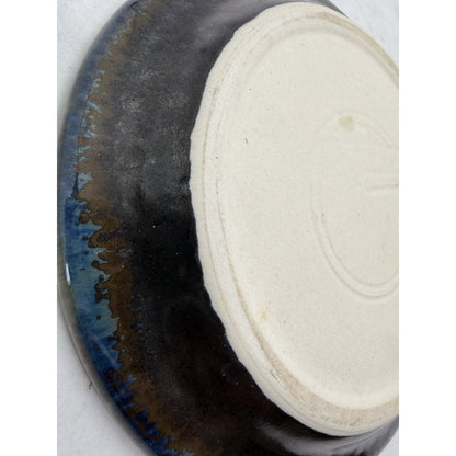 Bill Campbell Pottery Porcelain Plate 5.5” Crystalline Glaze Blue Cream Signed - thriftgoblin