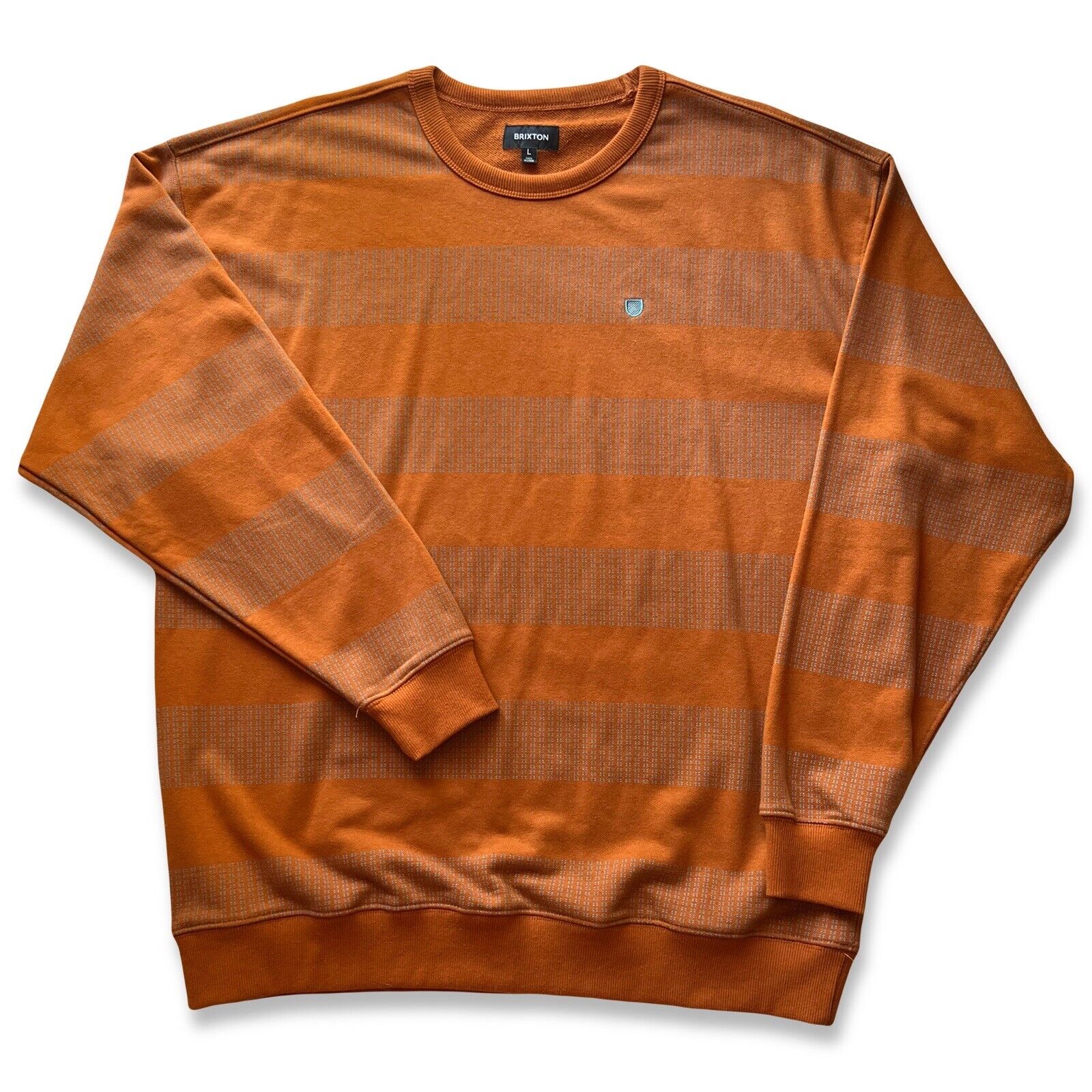 Brixton Sweatshirt Men L Orange Pullover Long Sleeve Round Neck Recycled Cotton - thriftgoblin