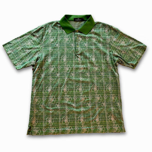 Bugatchi Men’s Green St. Patrick 4 Leaf Clover Polo Uomo Short Sleeve - thriftgoblin