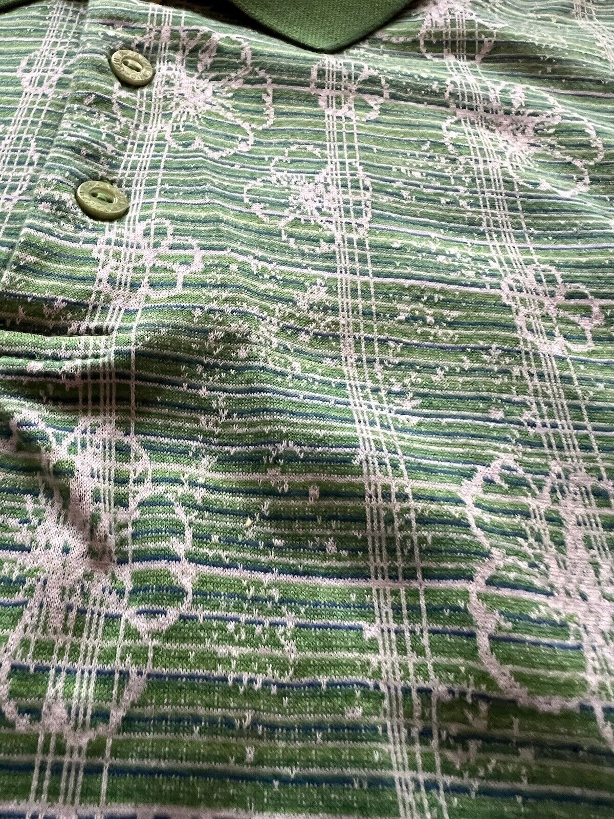 Bugatchi Men’s Green St. Patrick 4 Leaf Clover Polo Uomo Short Sleeve - thriftgoblin