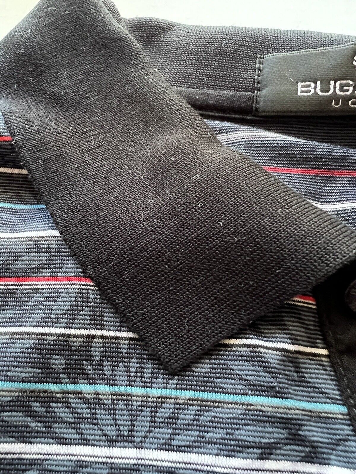 BUGATCHI UOMO Small Mens Golf Polo Short Sleeve Striped Flowers Unique Design - thriftgoblin