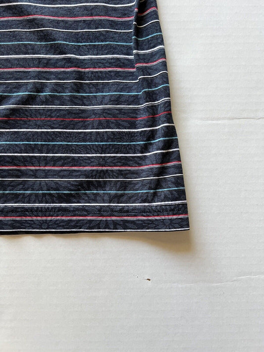 BUGATCHI UOMO Small Mens Golf Polo Short Sleeve Striped Flowers Unique Design - thriftgoblin