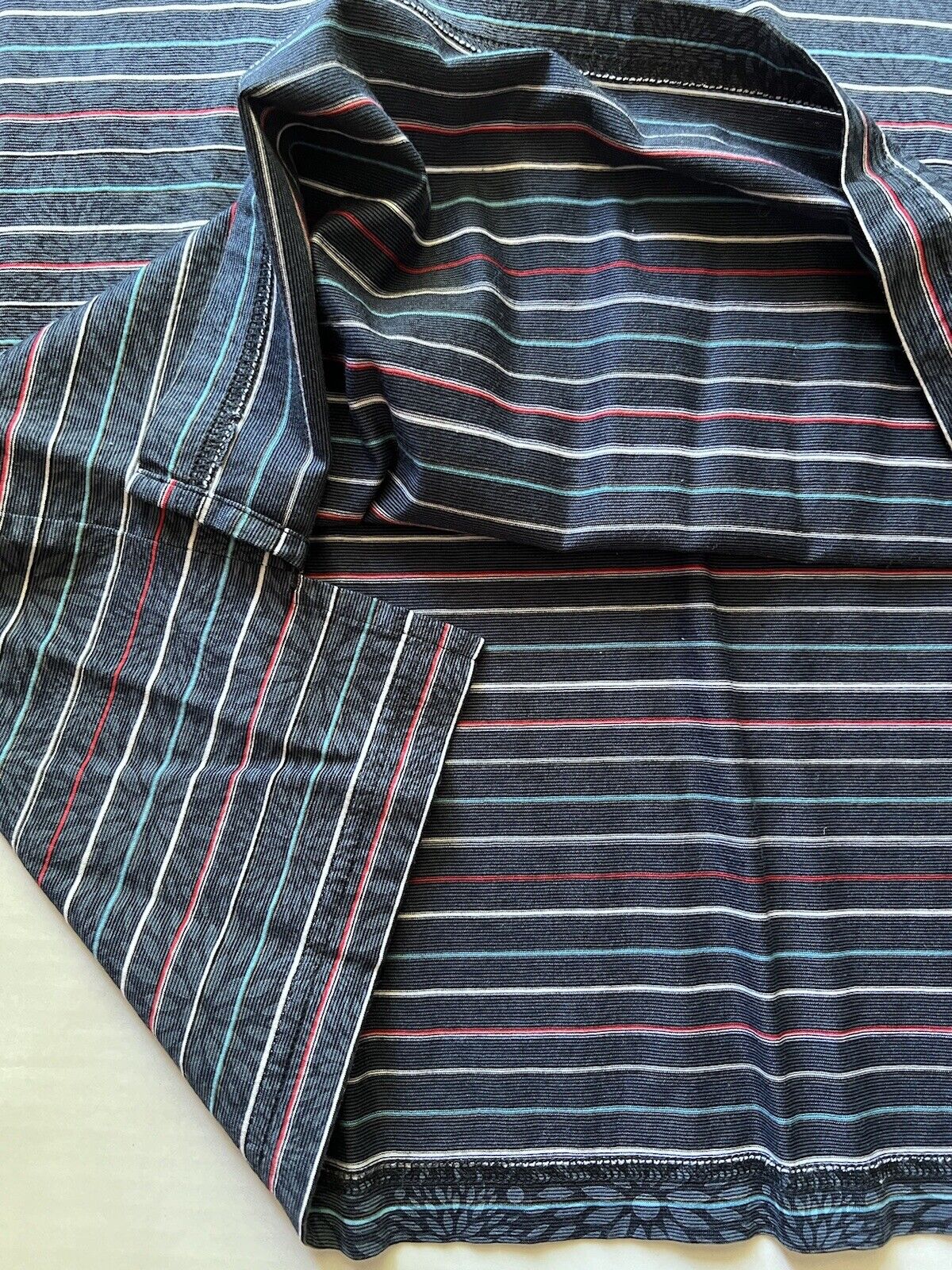 BUGATCHI UOMO Small Mens Golf Polo Short Sleeve Striped Flowers Unique Design - thriftgoblin