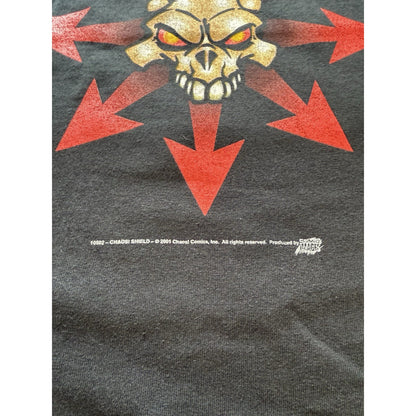 Vintage 2001 Chaos Comics Skull T-Shirt Shield Graphic Anvil USA Made Red Arrow