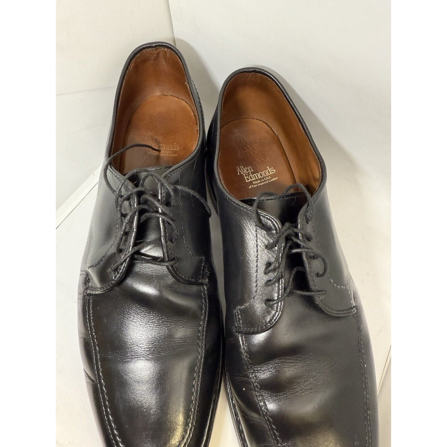 Allen Edmonds USA 12 D Black Leather Lasalle Split Toe Derby Dress Shoes Fancy