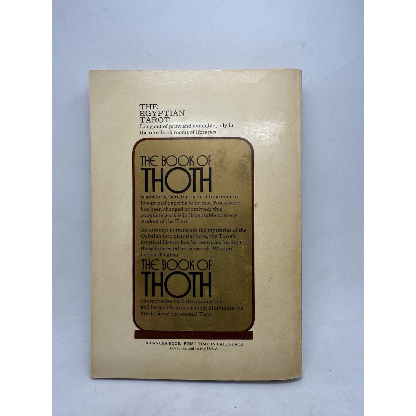 The Book of Thoth Aleister Crowley Egyptian Tarot Lancer 1st PB Occult 1969 Dark