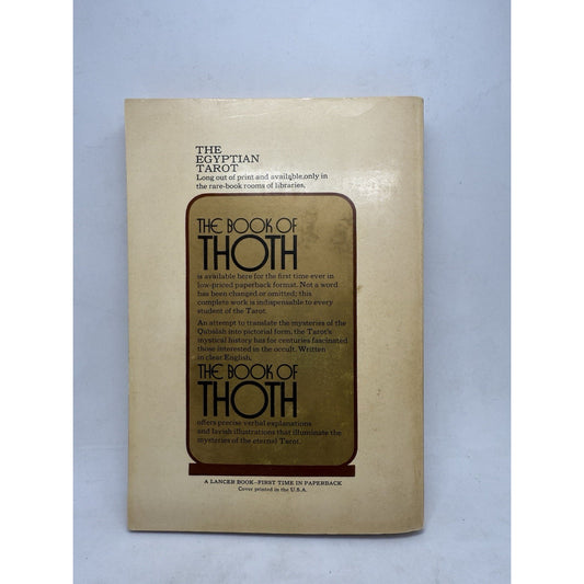 The Book of Thoth Aleister Crowley Egyptian Tarot Lancer 1st PB Occult 1969 Dark