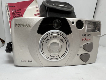 Canon Sure Shot 85 Zoom Date SAF 35mm Point & Shoot Film Camera With Bag Manual - thriftgoblin