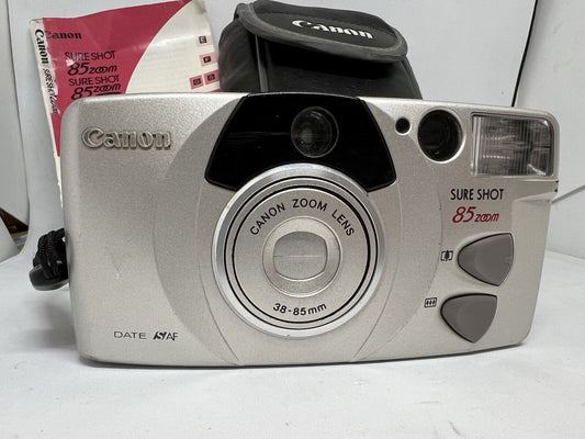 Canon Sure Shot 85 Zoom Date SAF 35mm Point & Shoot Film Camera With Bag Manual - thriftgoblin