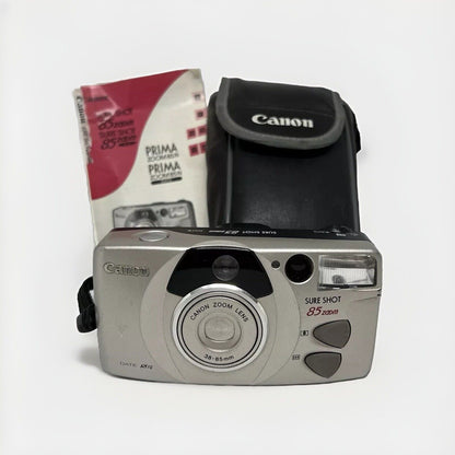 Canon Sure Shot 85 Zoom Date SAF 35mm Point & Shoot Film Camera With Bag Manual - thriftgoblin