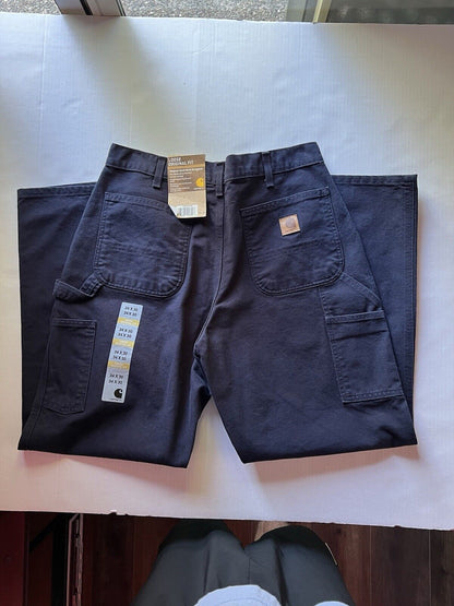 Carhartt Mens Blue Loose Original Fit 34 X 30. B11 - MDT Workwear Pants Denim New - thriftgoblin