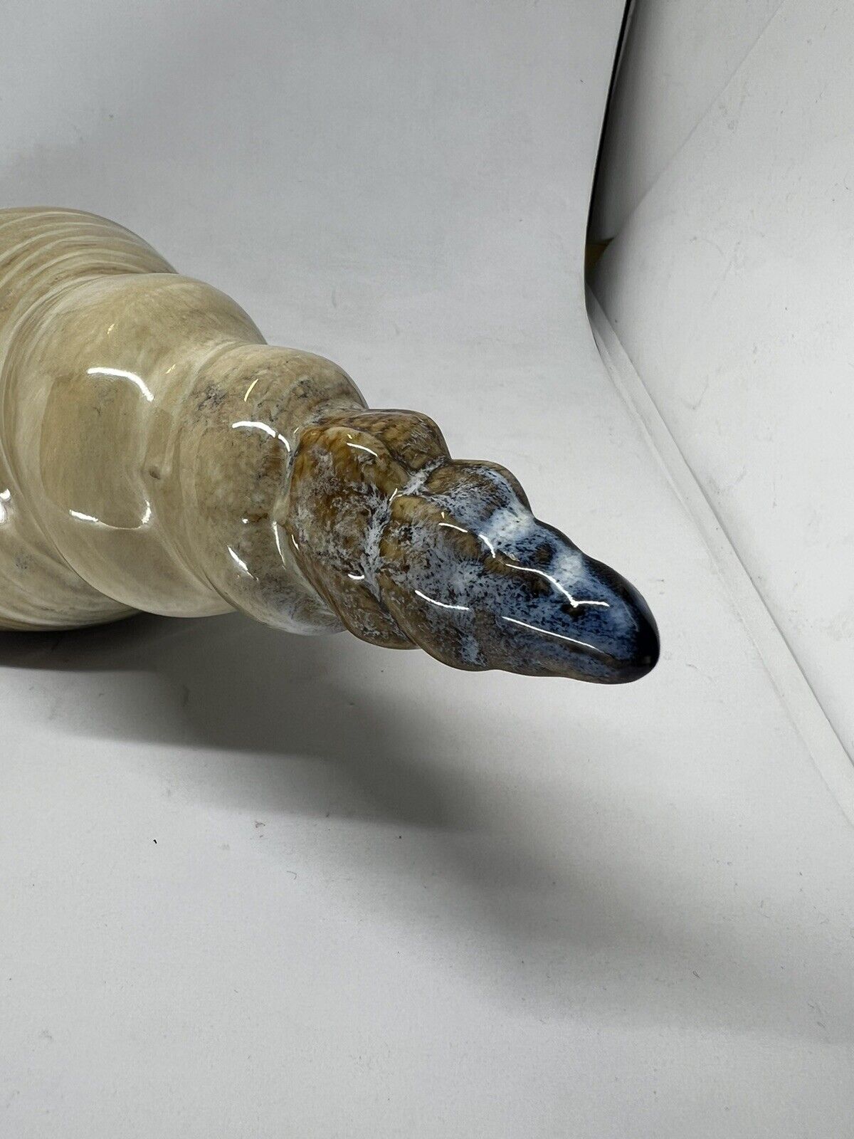 Ceramic Sea Shell Wall Shelf Decor Glazed Bathroom 13 Inches Brown Blue - thriftgoblin