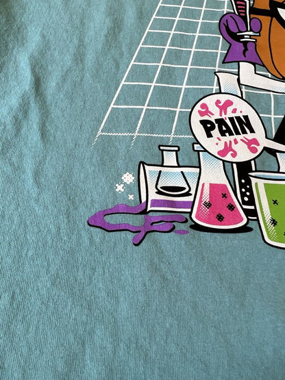 Clever Fools Dexters Lab Factory Cartoon Network Shirt Graffiti Mens Blue Large - thriftgoblin