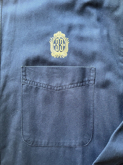 Club 33 Embroidered Mens XL Blue Longsleeve Button Up Devon & Jones Disneyland Rare - thriftgoblin