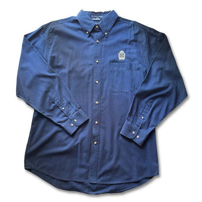 Club 33 Embroidered Mens XL Blue Longsleeve Button Up Devon & Jones Disneyland Rare - thriftgoblin