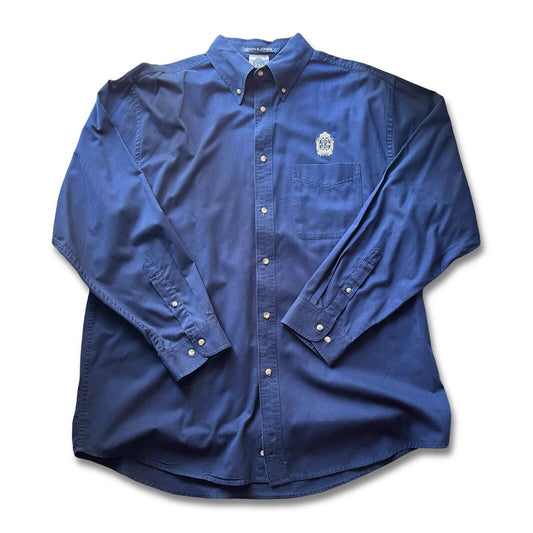 Club 33 Embroidered tag Mens XL Blue Longsleeve Button Up Devon & Jones Disneyland Rare - thriftgoblin