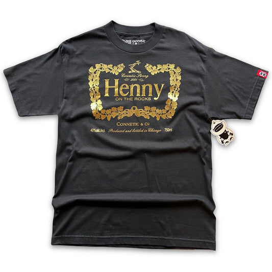Connetic & Co Henny On the Rocks Gold Foil Print Tee SF Oakland Bay AreaCognac - thriftgoblin