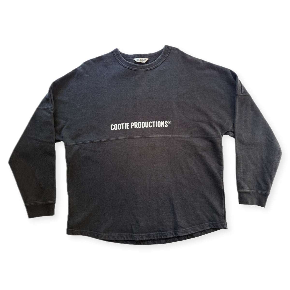 Cootie Productions Logo Oversized Football Crewneck Sweatshirt Washed Black Size M Japan - Thrift GoblinSweatshirt