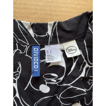 Disney Divided Men’s Size XL Shirt Black White Patterned Mickey Mouse Sorcerer