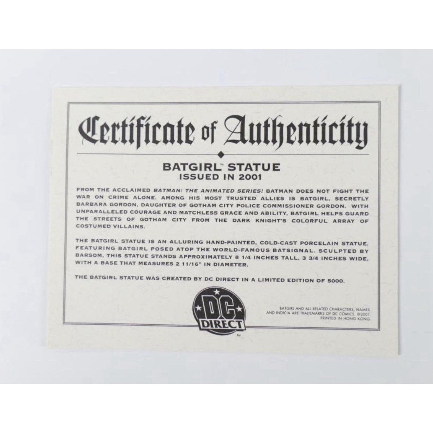 DC Direct Batgirl Statue 2001 LE/5000 Box & COA | Batman Animated Series Femme - thriftgoblin