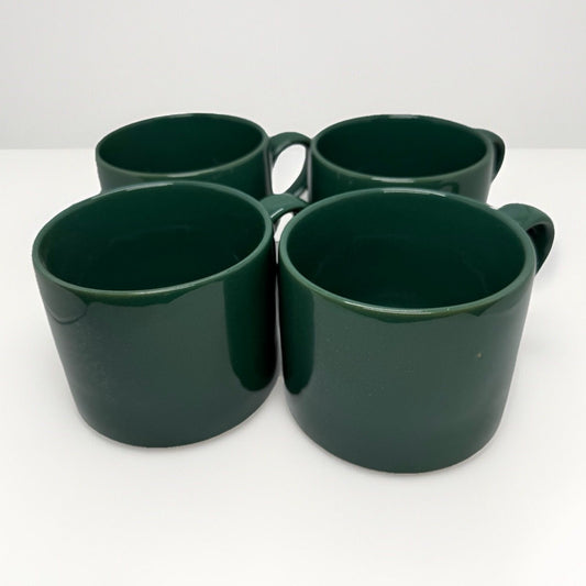 Eddie Bauer Mugs Set of 6 Solid Green 3 1/2" Made in Japan Camping Diner Retro
