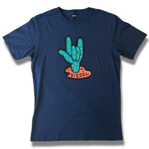 Diesel Parsen Short Sleeve Blue Dead Zombie Rocker Hand - thriftgoblin