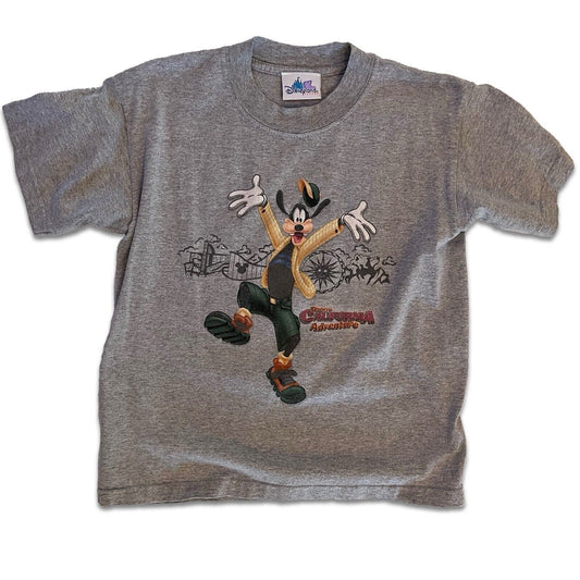 Disney California Adventure Y2K Goofy Kids Tshirt Crewneck Medium Gray - thriftgoblin