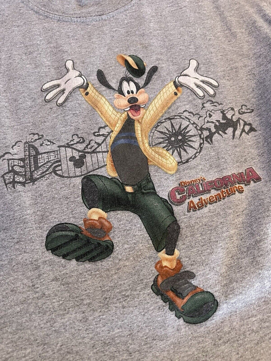 Disney California Adventure Y2K Goofy Kids Tshirt Crewneck Medium Gray - thriftgoblin
