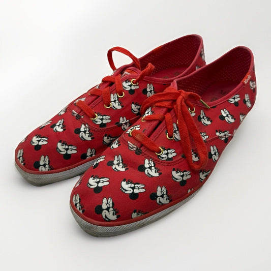 Disney Keds Minnie Mouse Red Canvas Sneakers Women’s 11 Lace Up Casual Shoes Fun - thriftgoblin
