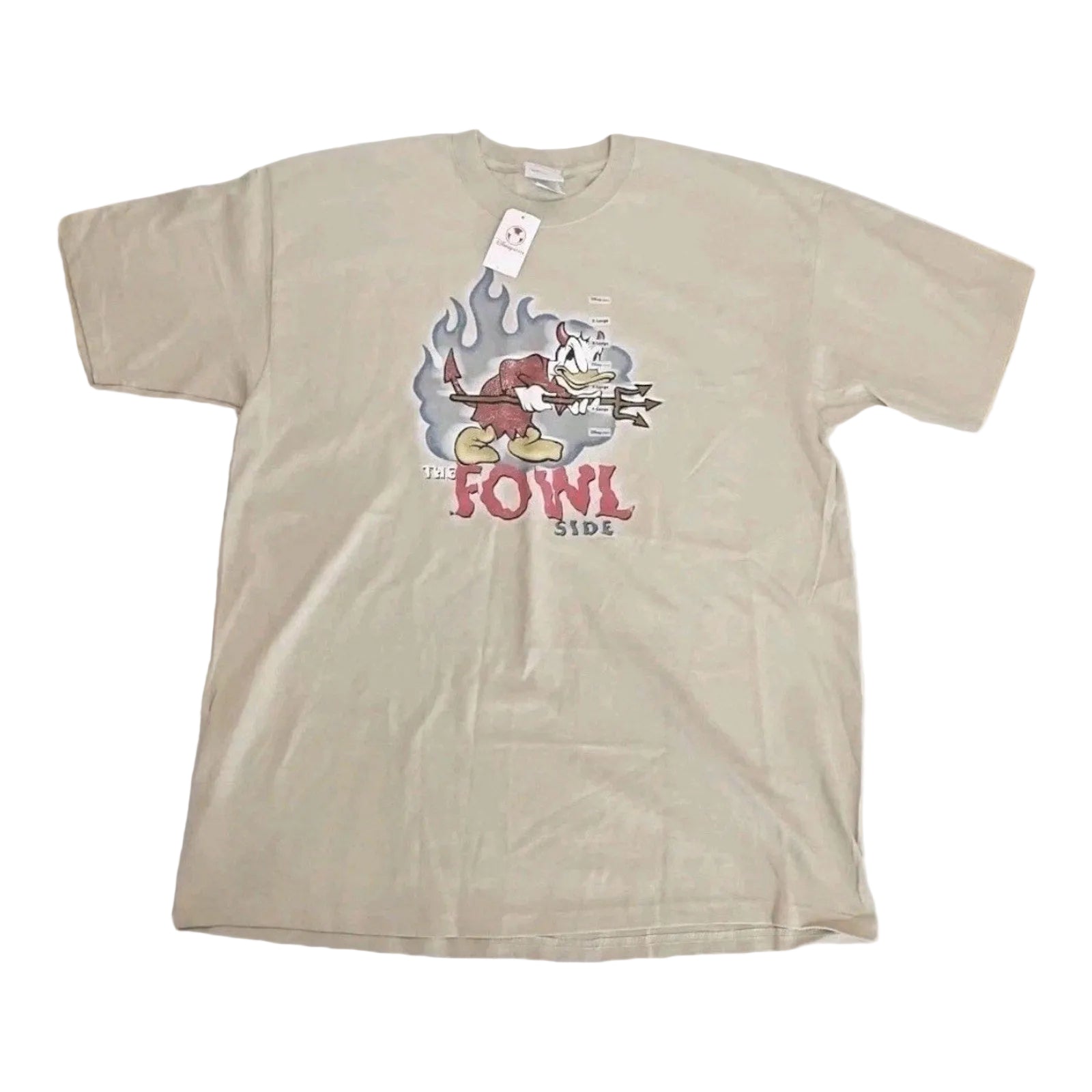 Disney Store Exclusive Donald Duck The Fowl Side Devil Tee Y2K NWT Tan XL Rare - thriftgoblin