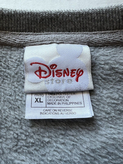 Disney Store "GRUMPY" Men xLarge Gray Polyester Fleece Sweatshirt Embroidered - thriftgoblin