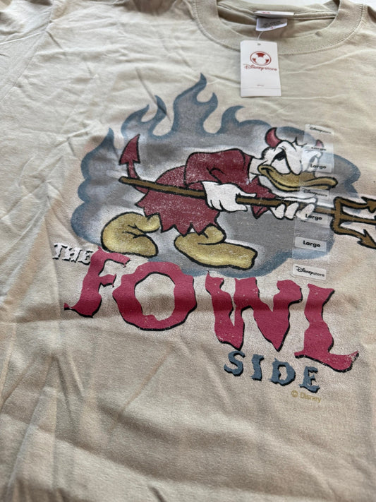 Disney Store The Fowl Side Donald Duck Devil Tee Mens L Tan Y2K NWT Rare - Thrift GoblinT-Shirt