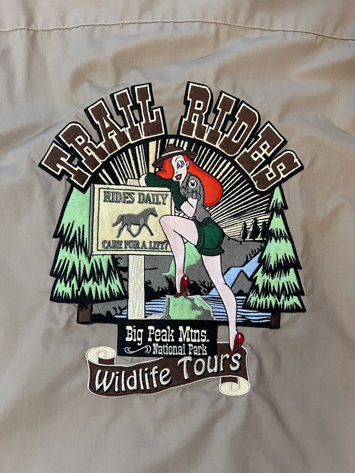 DISNEY WORLD JESSICA RANGER RABBIT TRAIL RIDES BROWN EMBROIDERED S/S SHIRT Adult - thriftgoblin