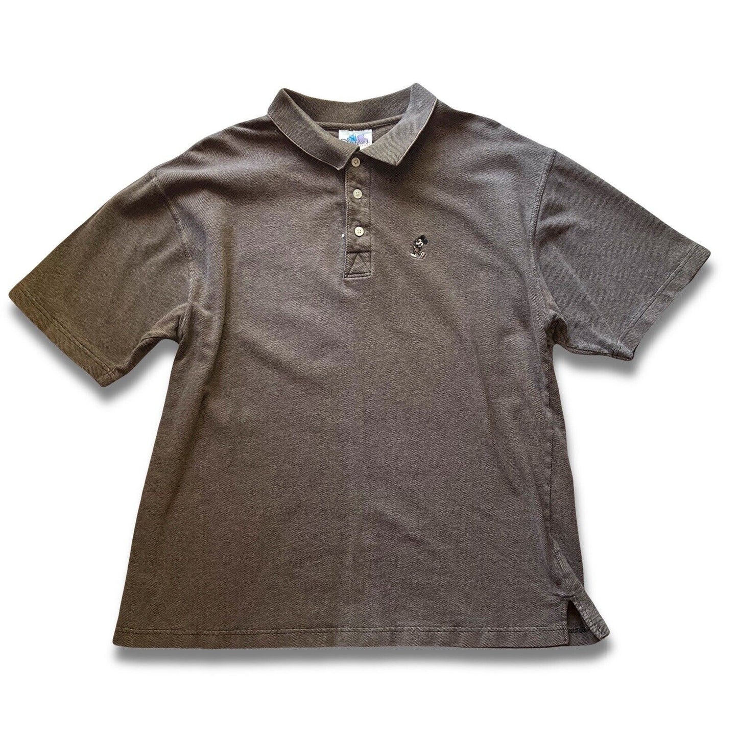 Disneyland Resort Polo Shirt Sz Large Mens Embroidered Mickey Mouse, Brown Gold - thriftgoblin