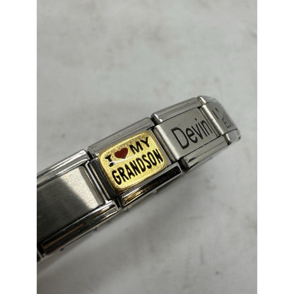 D’linQ Italian Charm Bracelet Elvis Devin I Love My Grandson Alexandra Italy - thriftgoblin