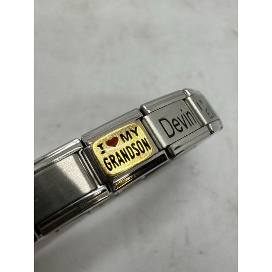 D’linQ Italian Charm Bracelet Elvis Devin I Love My Grandson Alexandra Italy - thriftgoblin