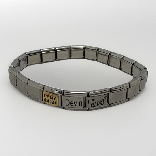 D’linQ Italian Charm Bracelet Elvis Devin I Love My Grandson Alexandra Italy - thriftgoblin
