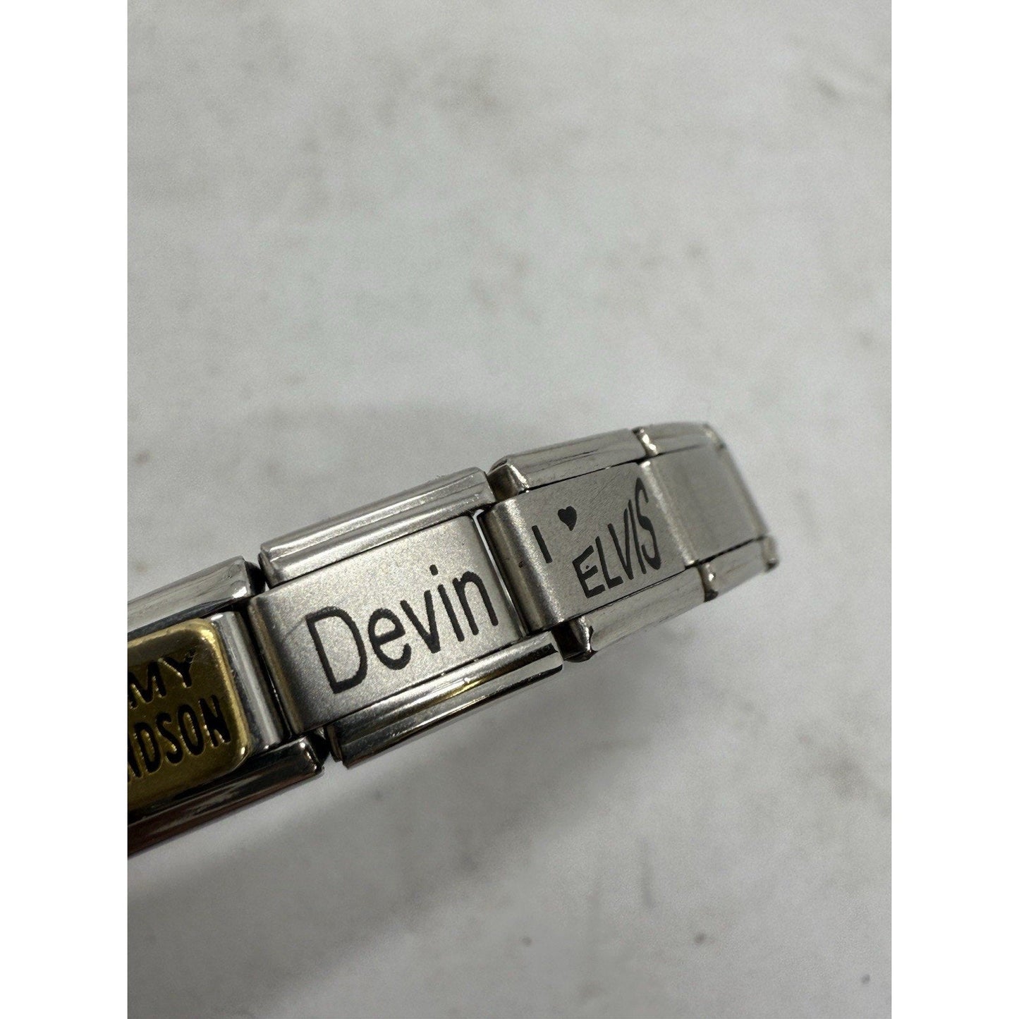 D’linQ Italian Charm Bracelet Elvis Devin I Love My Grandson Alexandra Italy - thriftgoblin