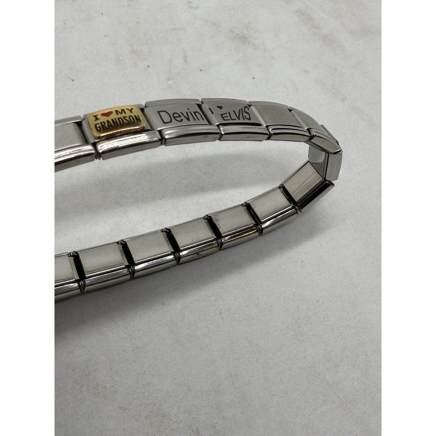 D’linQ Italian Charm Bracelet Elvis Devin I Love My Grandson Alexandra Italy - thriftgoblin