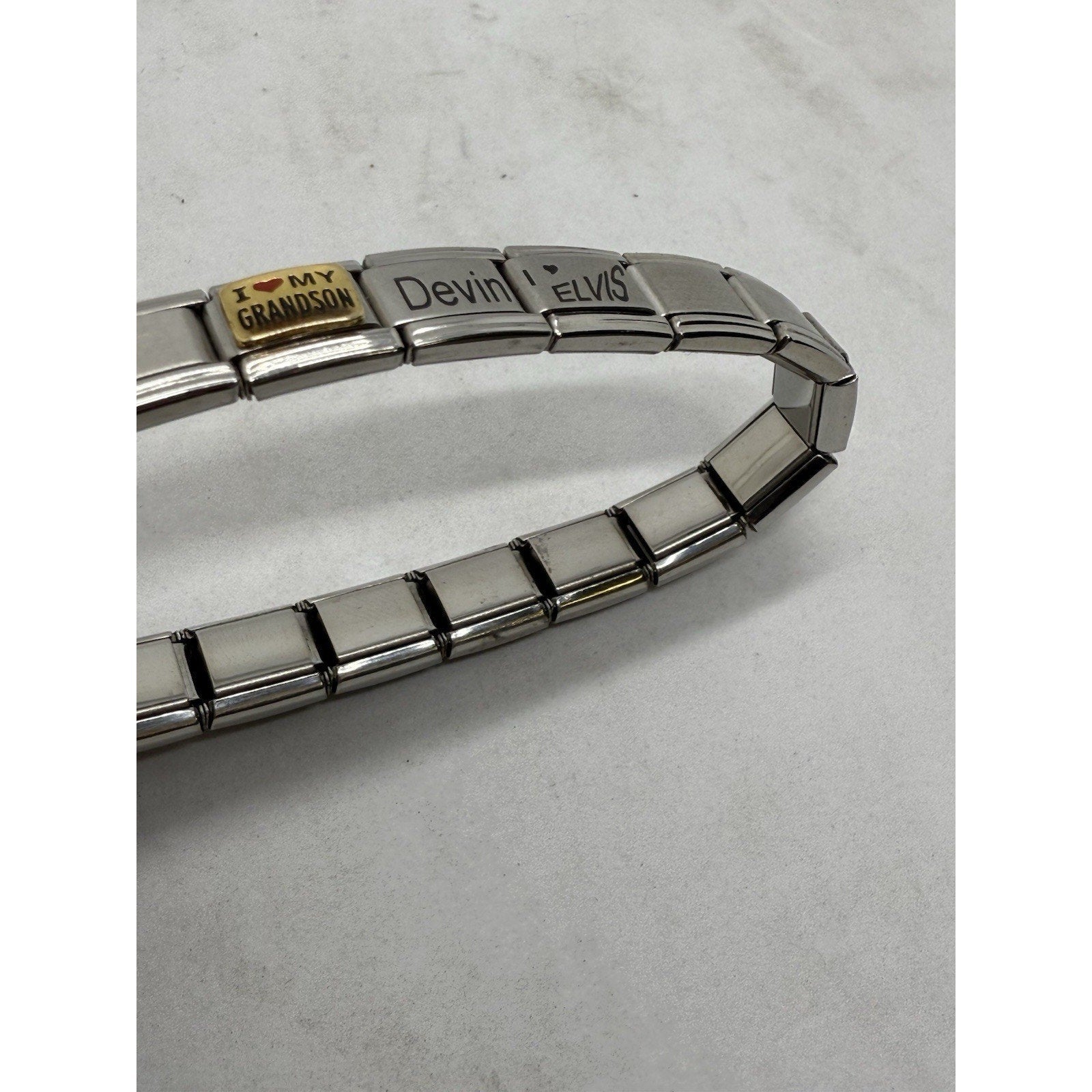 D’linQ Italian Charm Bracelet Elvis Devin I Love My Grandson Alexandra Italy - thriftgoblin