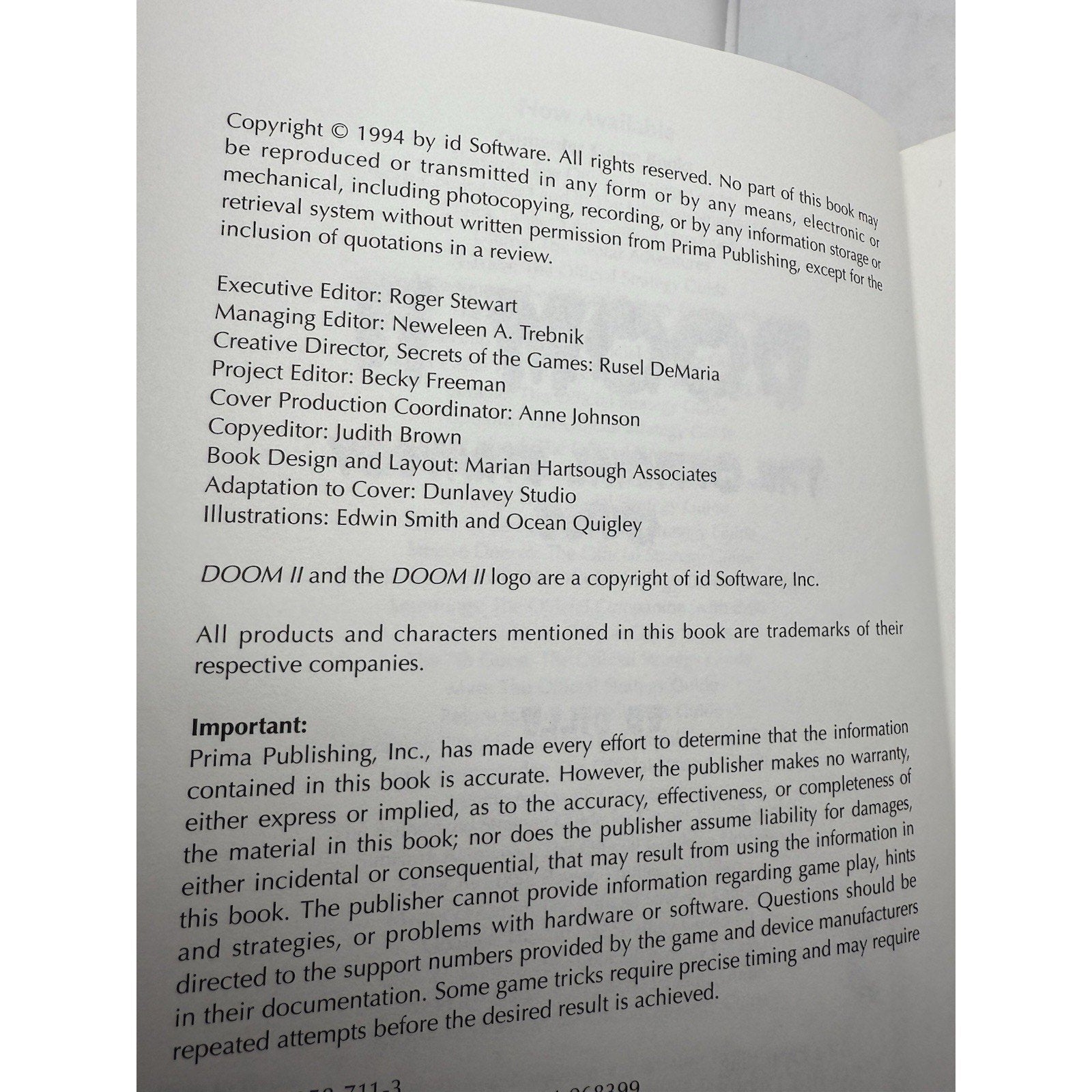 DOOM II Official Strategy Guide Prima 1994 PC FPS Shooter Walkthrough Book 90s - thriftgoblin