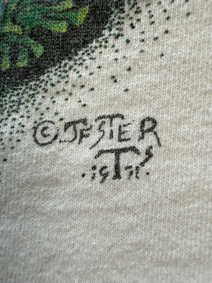 Vintage Psychedelic Jester Surf Eye Graphic Tee Fruit of the Loom XL White Single Stitch