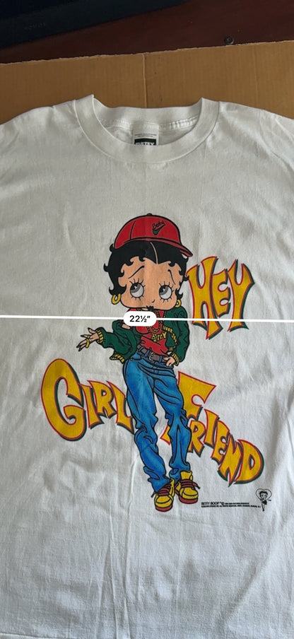 Vintage 1992 Betty Boop Hey Girlfriend Graphic Tee Tultex XL White