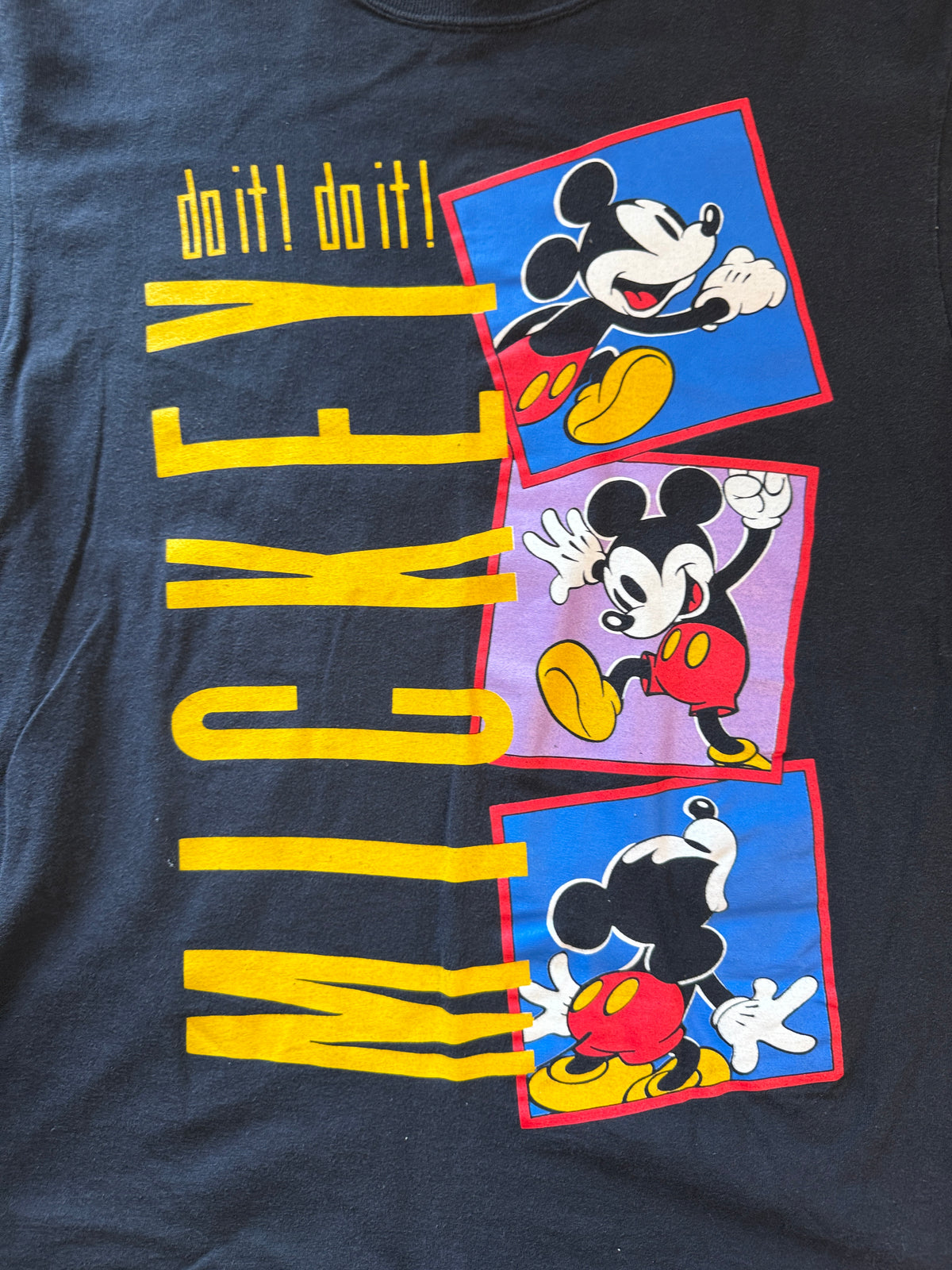 Vintage Mickey & Co Do It Long Sleeve Mock Neck Tee J.G. Hook L Faded Black